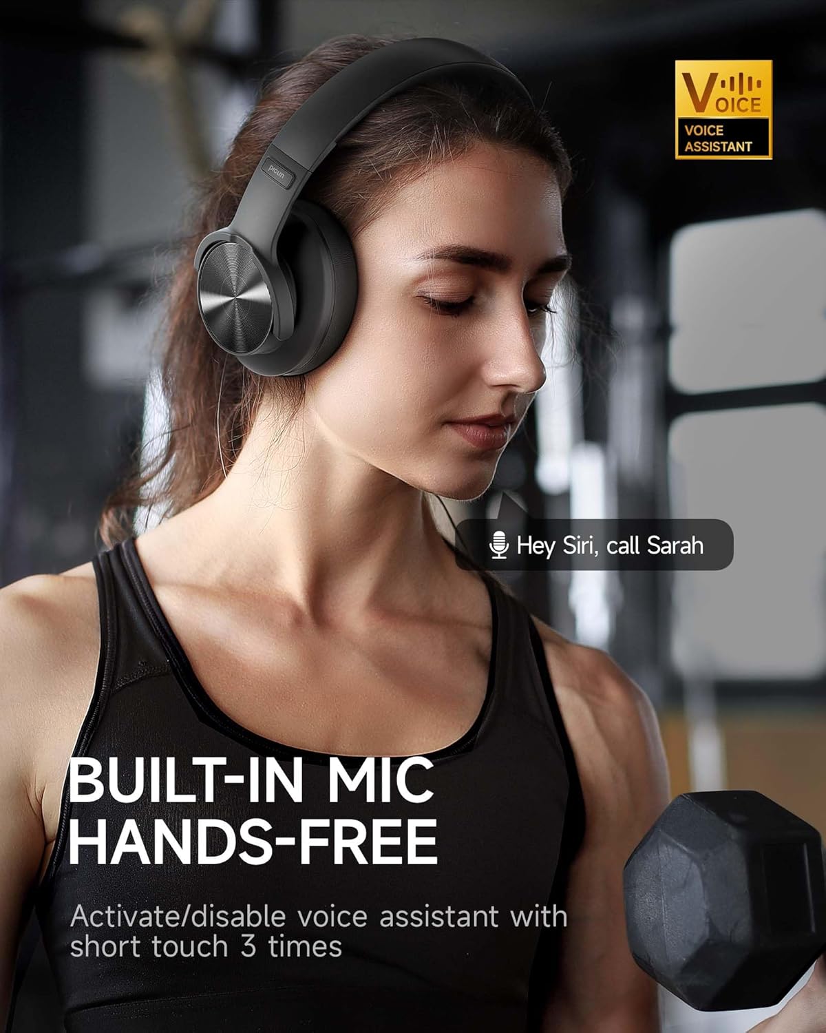 Picun B8 Wireless Bluetooth Headphones, 120H Playtime, 3EQ Modes, Black
