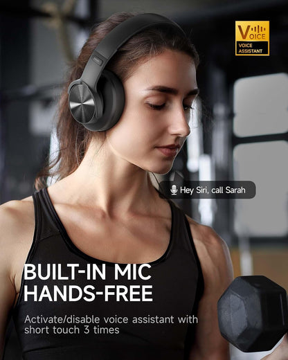 Picun B8 Wireless Bluetooth Headphones, 120H Playtime, 3EQ Modes, Black