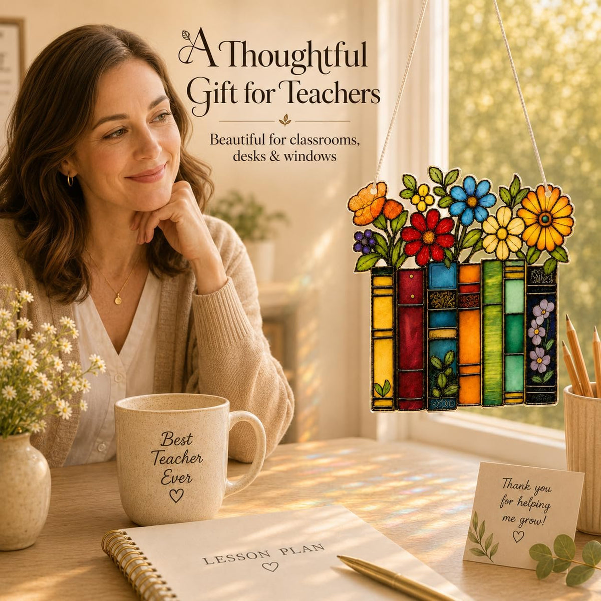 Book Lovers Gifts Book Ornament, Teacher Gifts for Women, Librarian, Reader