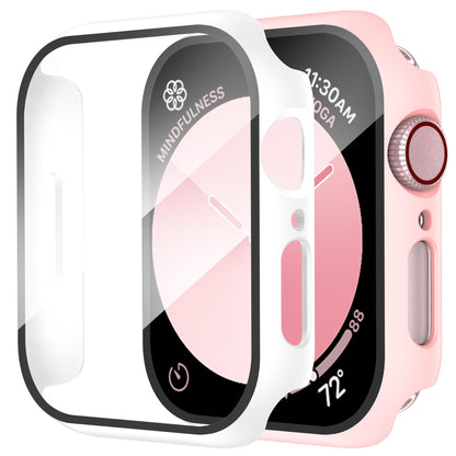 Smiling 2 Pack Case Compatible with Apple Watch Series 9 (2023)/Series 8 /Series 7 45mm with Tempered Glass Screen Protector, Hard PC Case Overall Protective Cover- Starlight