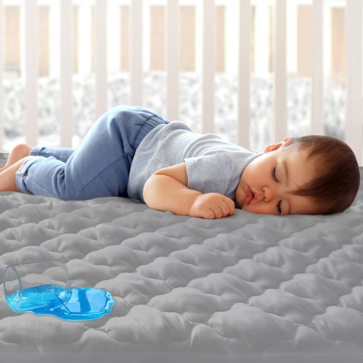 Crib Mattress Protector Sheets Fitted Waterproof Mattress Pad Cover 2 Pack