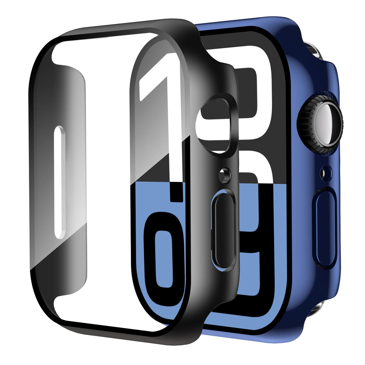 Smiling 2 Pack Case Compatible with Apple Watch Series 9 (2023)/Series 8 /Series 7 45mm with Tempered Glass Screen Protector, Hard PC Case Overall Protective Cover- Starlight
