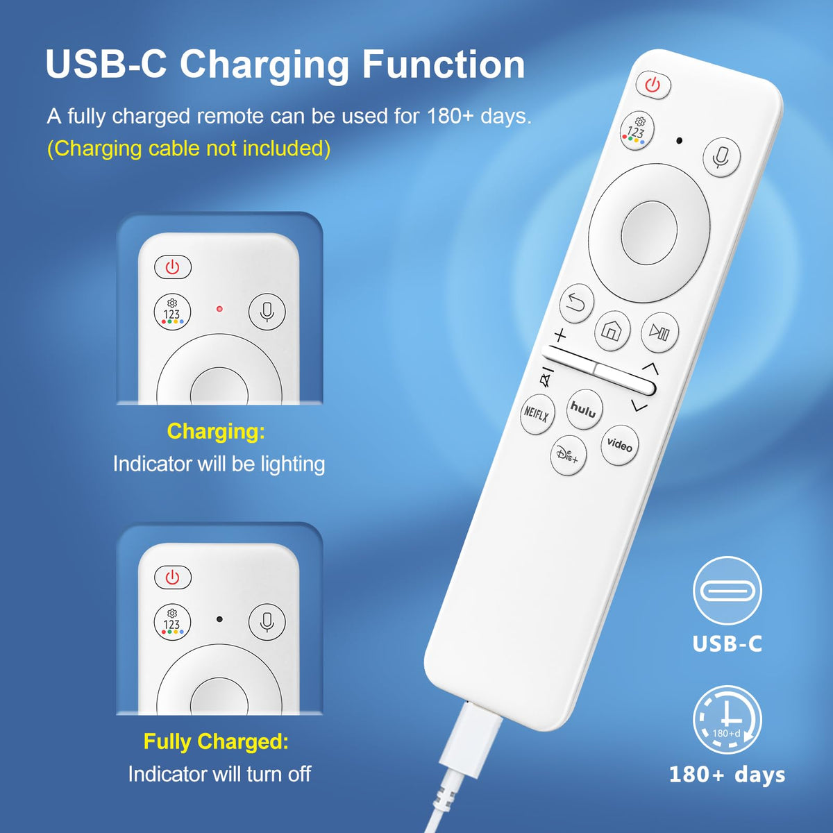 Replacement for Samsung TV Remote, for All 2018-2024 Samsung Remote Control for Smart TV with Voice Control. No Solarcell. 2-Year Warranty.