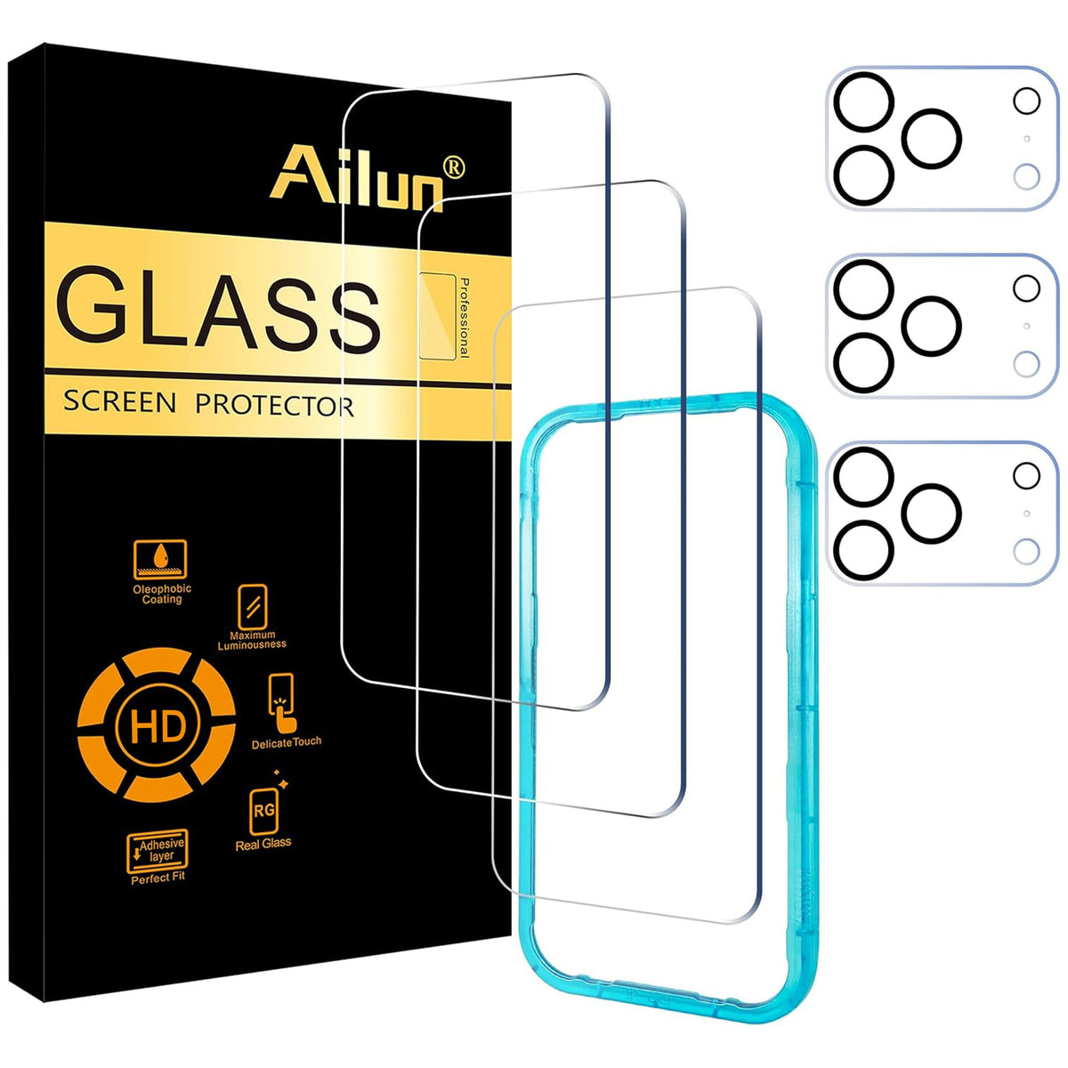Ailun Screen Protector + Camera Lens Protector for iPhone 16 Pro Max