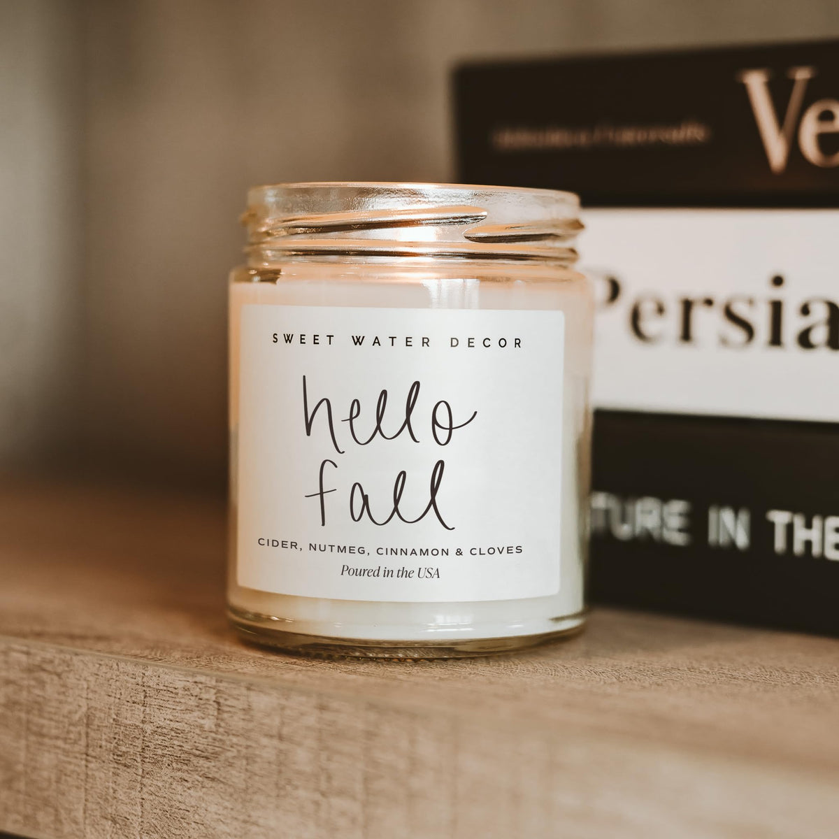 Sweet Water Decor Cinnamon Roll Candle, 9oz Clear Jar, Fall Scent