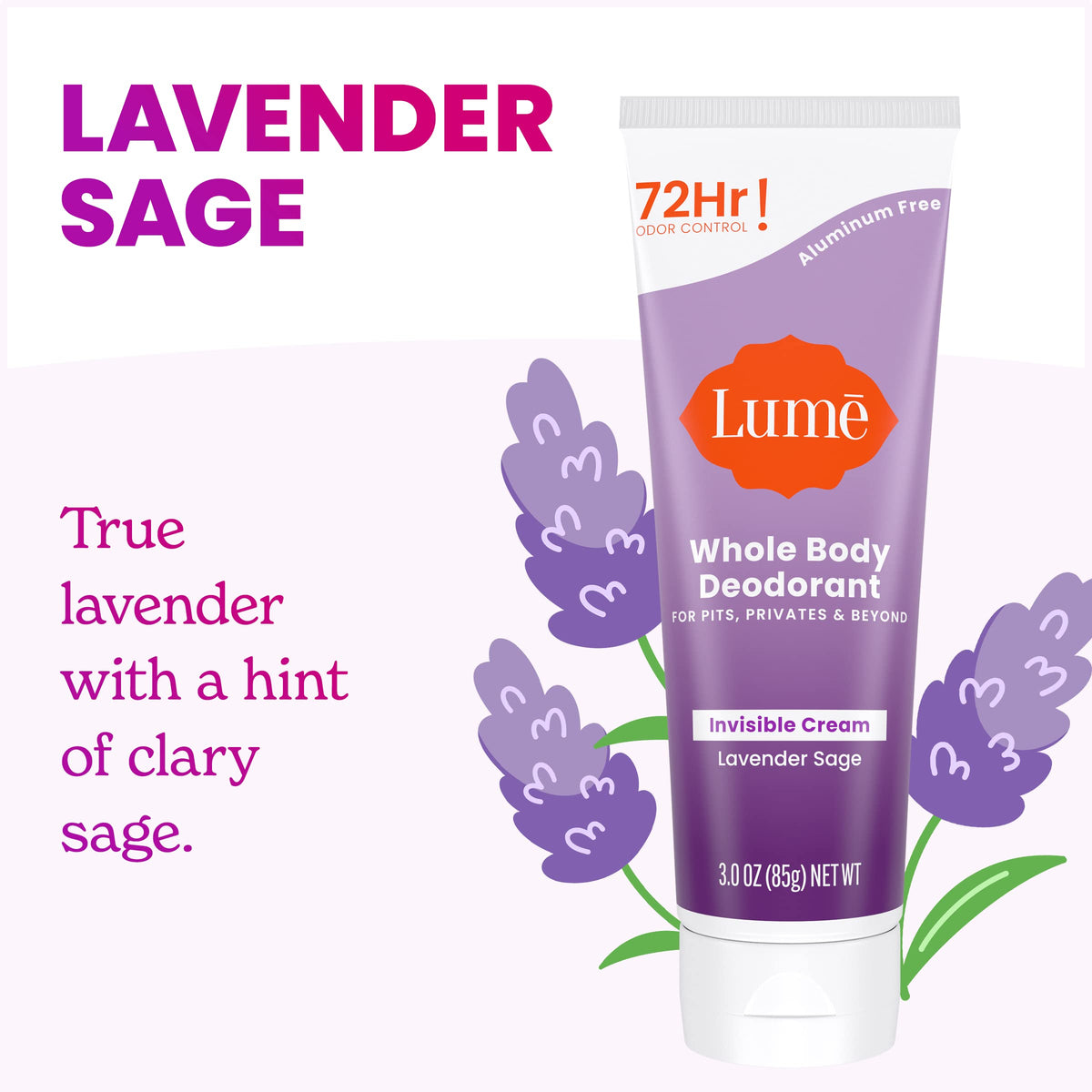 Lume Whole Body Deodorant - Cream Tube - 3 oz, 2 pk (Soft Powder)
