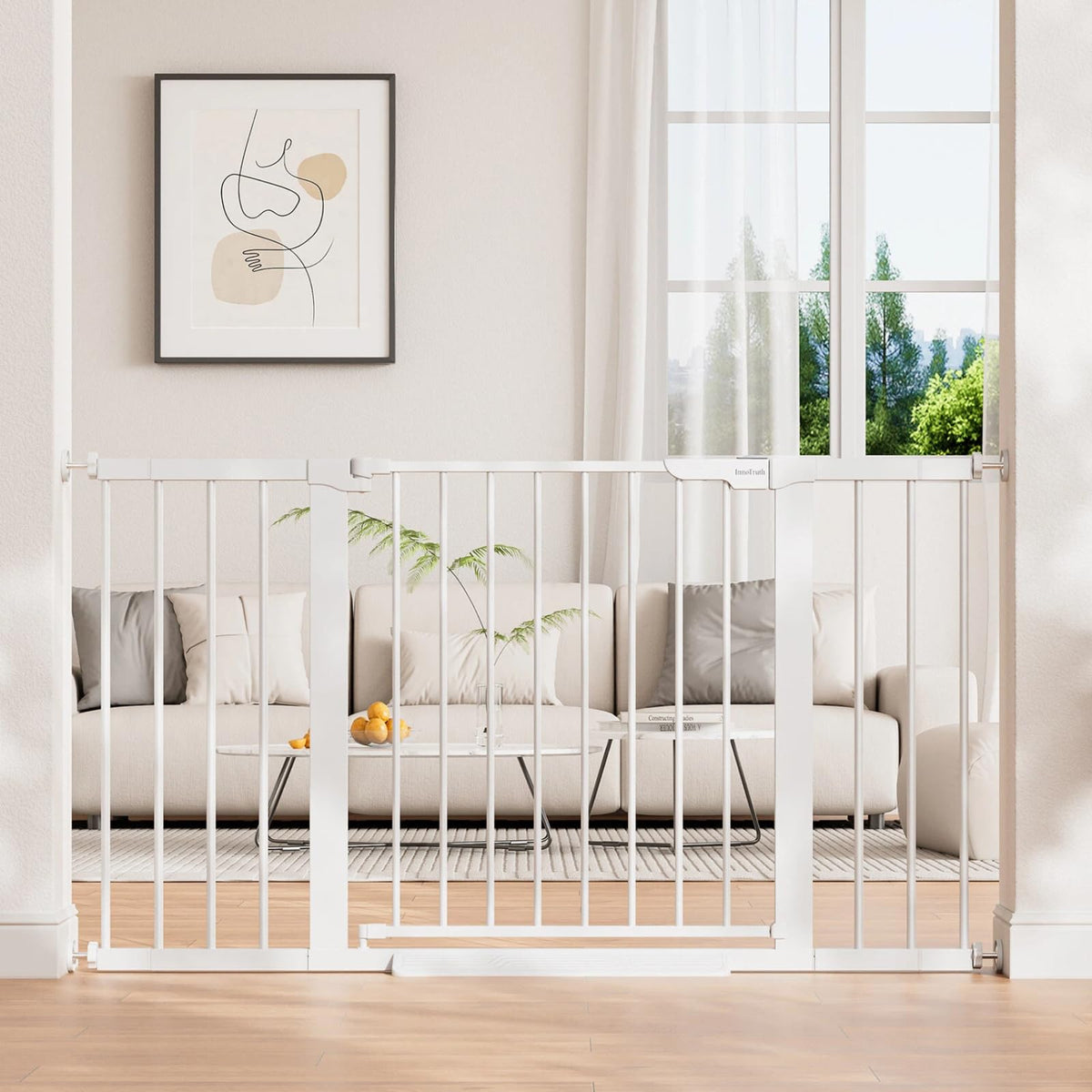 InnoTruth 27-36.6 in Wide Baby Gate for Stairs and Doorways, Black