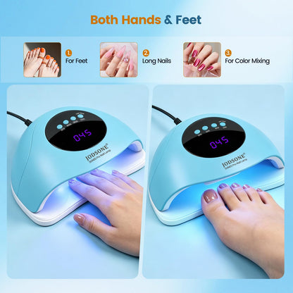 JODSONE Gel Nail Kit,210Pcs BS-74 Short Almond Nail Tips with U V Light