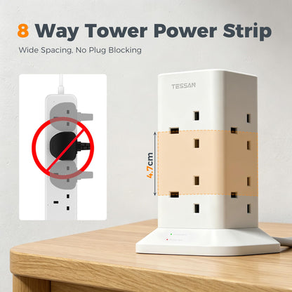 TESSAN Tower Extension Lead 5M with USB C Slots
