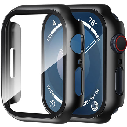 Smiling 2 Pack Case Compatible with Apple Watch Series 9 (2023)/Series 8 /Series 7 45mm with Tempered Glass Screen Protector, Hard PC Case Overall Protective Cover- Starlight