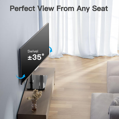 PERLESMITH Universal Swivel TV Stand for 32-75 inch TVs to 99lbs with Legs