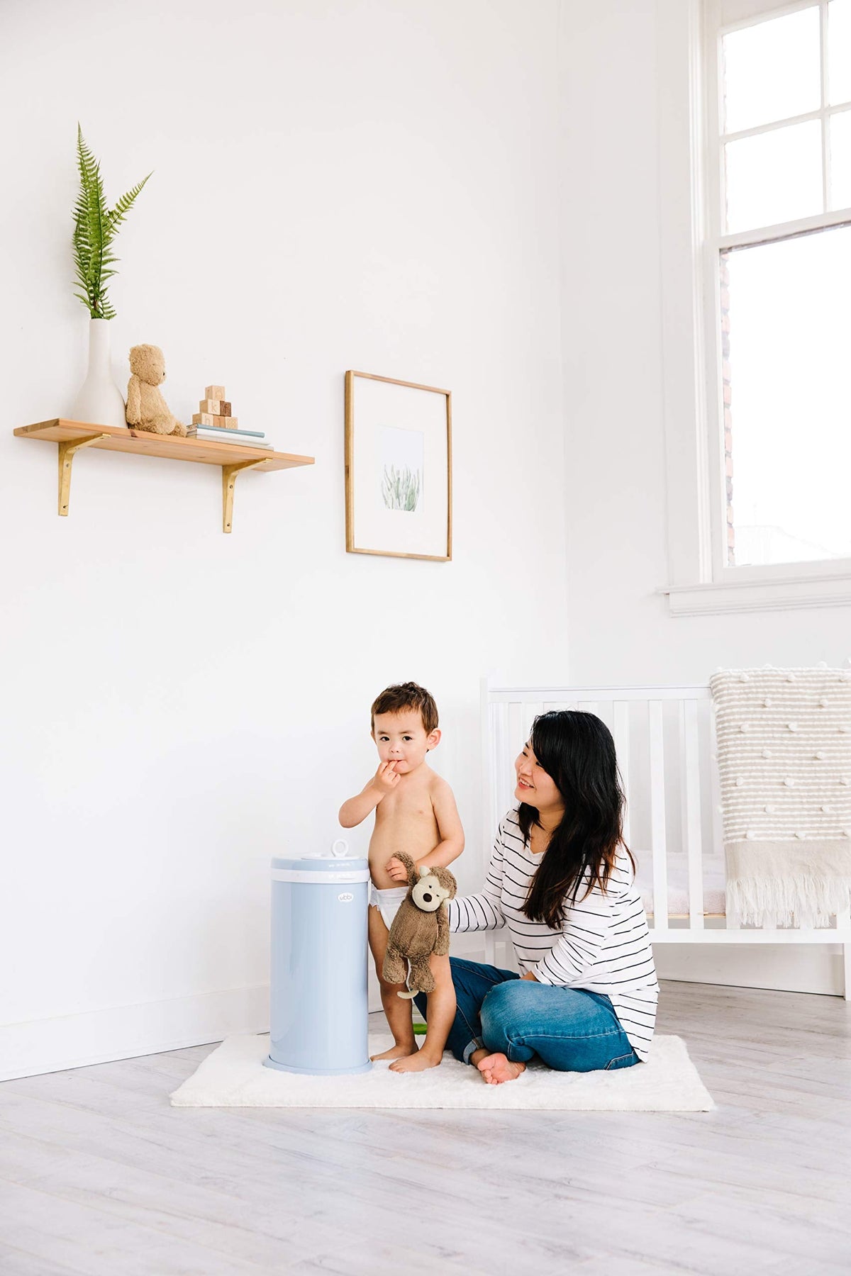 Ubbi Stainless Steel Diaper Pail, No Special Bags, Odor-Locking, White