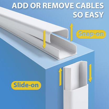 ZhiYo 85" Cord Cover for 1 Wire, Mini White Cord Hider Wall, 0.5"W x 0.3"H