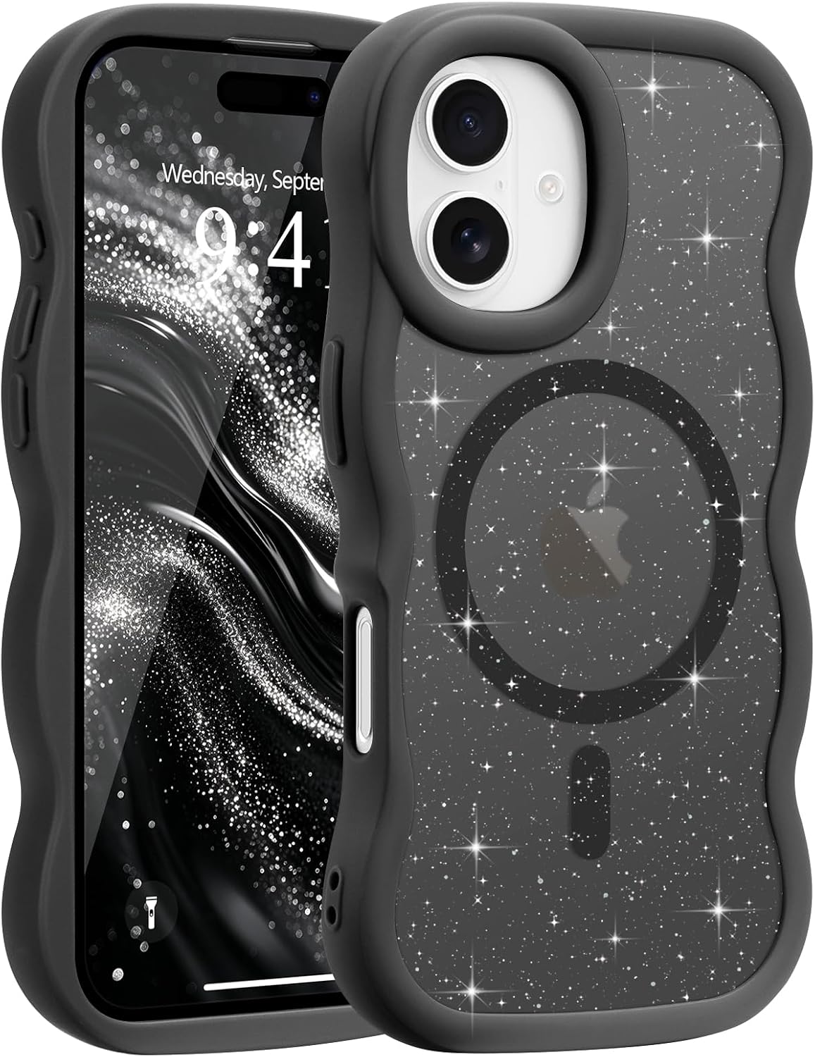 Pepmune for iPhone 16 Pro Max Case Curly Wavy Frame Translucent, Burgundy