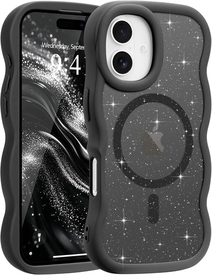 Pepmune for iPhone 16 Pro Max Case Curly Wavy Frame Translucent, Burgundy