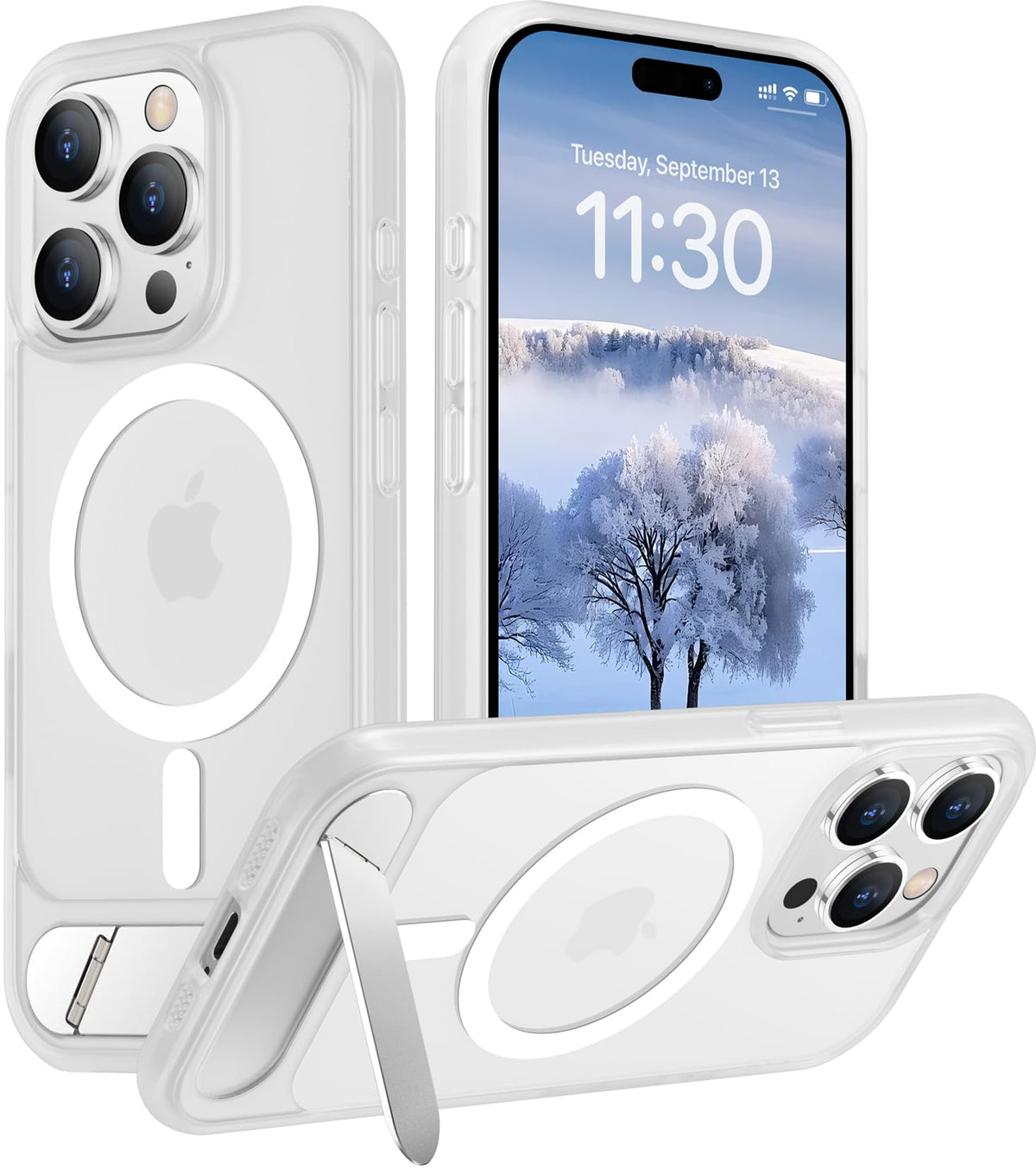 Temdan Magnetic Compatible with iPhone 16 Pro Max Case, [Built-in Invisible Kickstand][Compatible with MagSafe] [Military Grade Shockproof] Slim Translucent Matte Phone Case for iPhone 16 Pro Max 6.9"