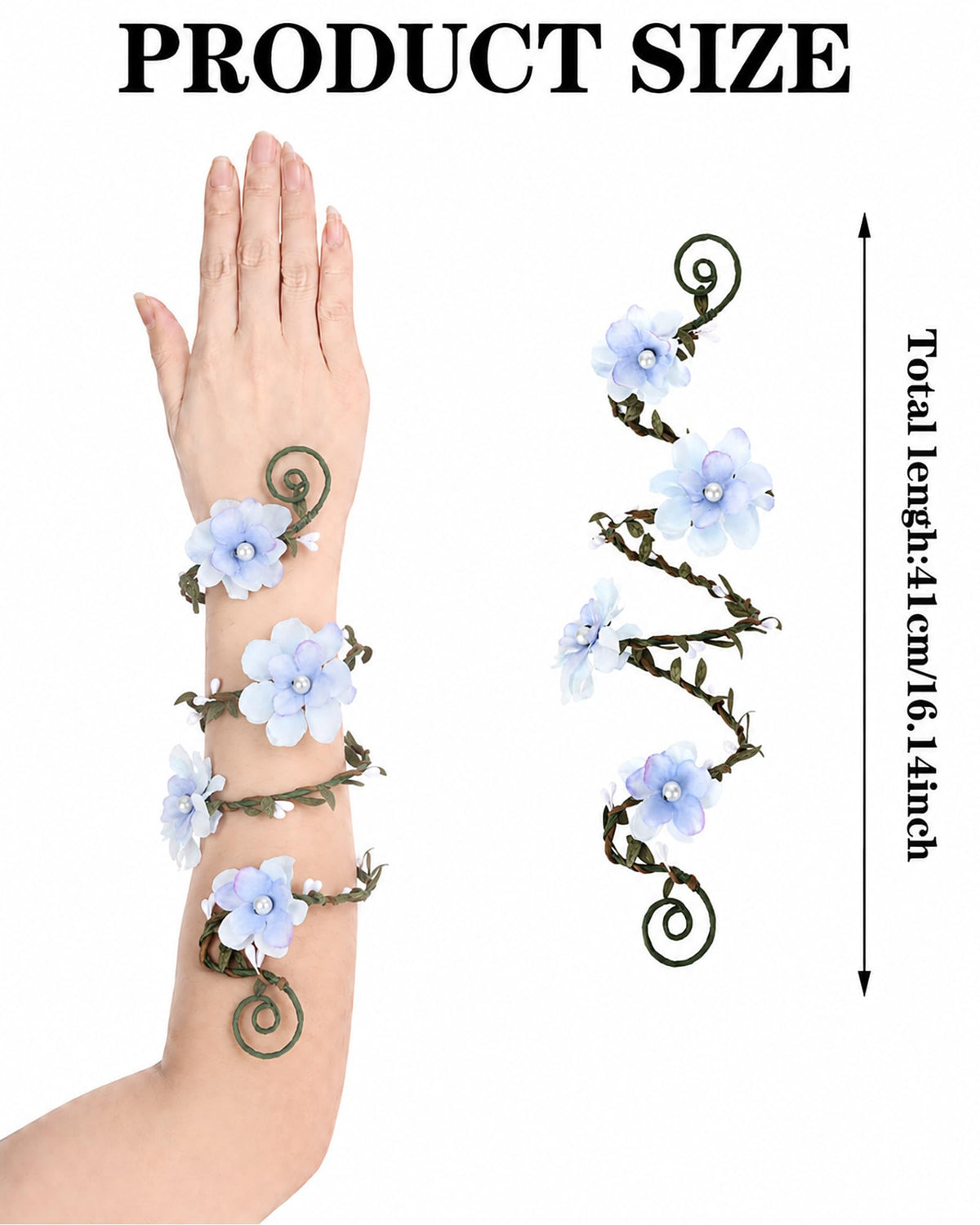 FRESHME Renaissance Fairy Floral Arm Wrap - 1 PC Elf Bracelet Forest Mother Nature Costume Renfaire Cosplay Fairy Accessories
