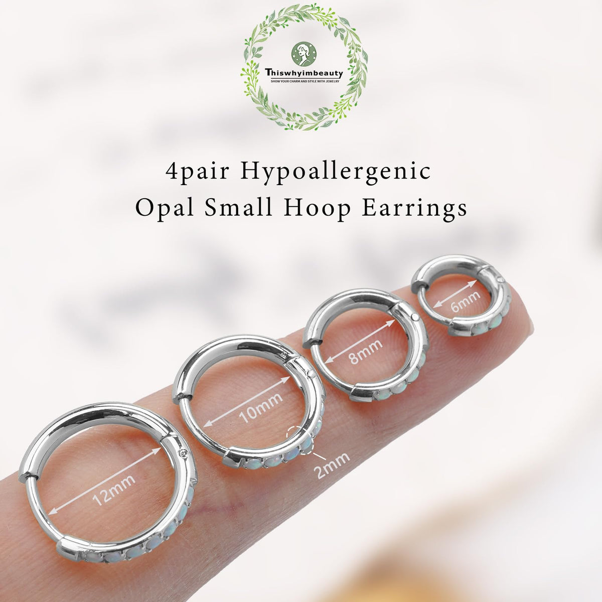 1Pair 316L Surgical Steel Opal Small Hoop Earrings for Women Hypoallergenic Medical Grade Lightweight For Cartilage Helix Daith Tragus Lobe Piercing Jewelry