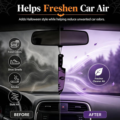Horror Car Air Fresheners 12-Pack, Scary Movie Hanging Decorations for Rearview Mirror, Novelty Knife & Chainsaw Design Freshies, Halloween Car Accessories Gift Set (12knife)