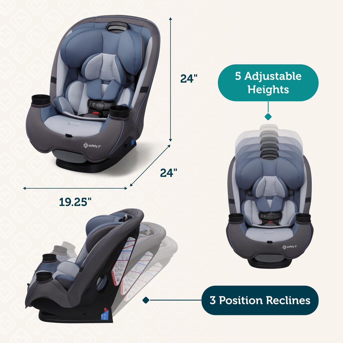 Safety 1st Grow and Go All-in-One Convertible Car Seat - Black Phantom