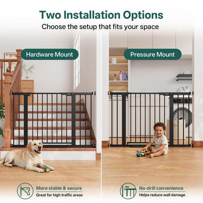 InnoTruth 27-36.6 in Wide Baby Gate for Stairs and Doorways, Black