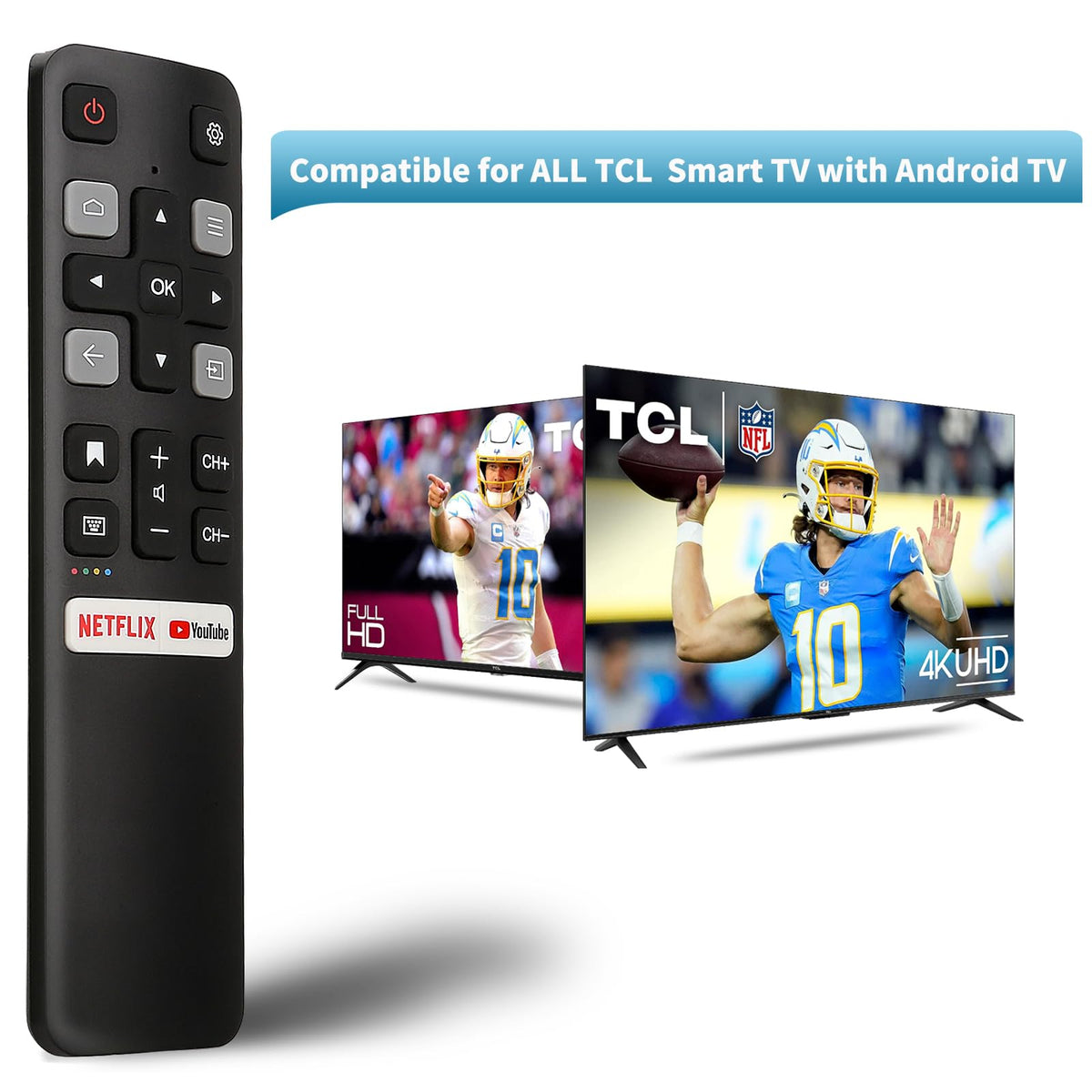 Replacement Remote Control for Hisense Smart Google TV，for Hisense UHD 4K ULED Google TVs