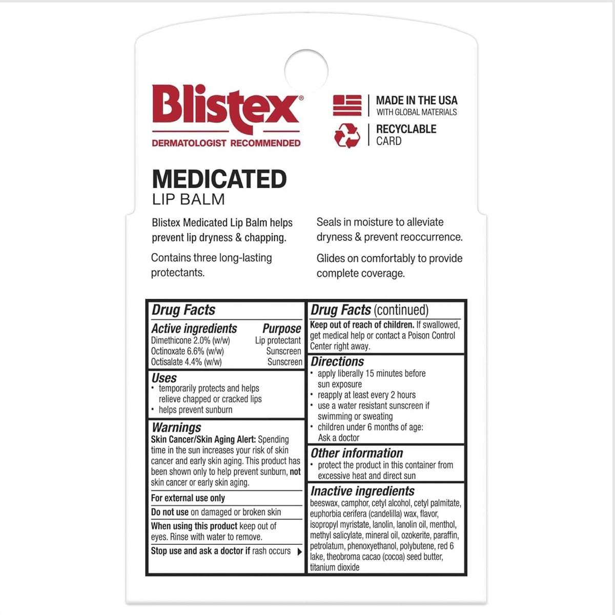Blistex Medicated Mint Lip Balm, 0.15 Oz