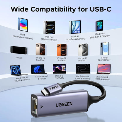 UGREEN USB C to Ethernet Adapter, Plug and Play 1Gbps Aluminum Adapter