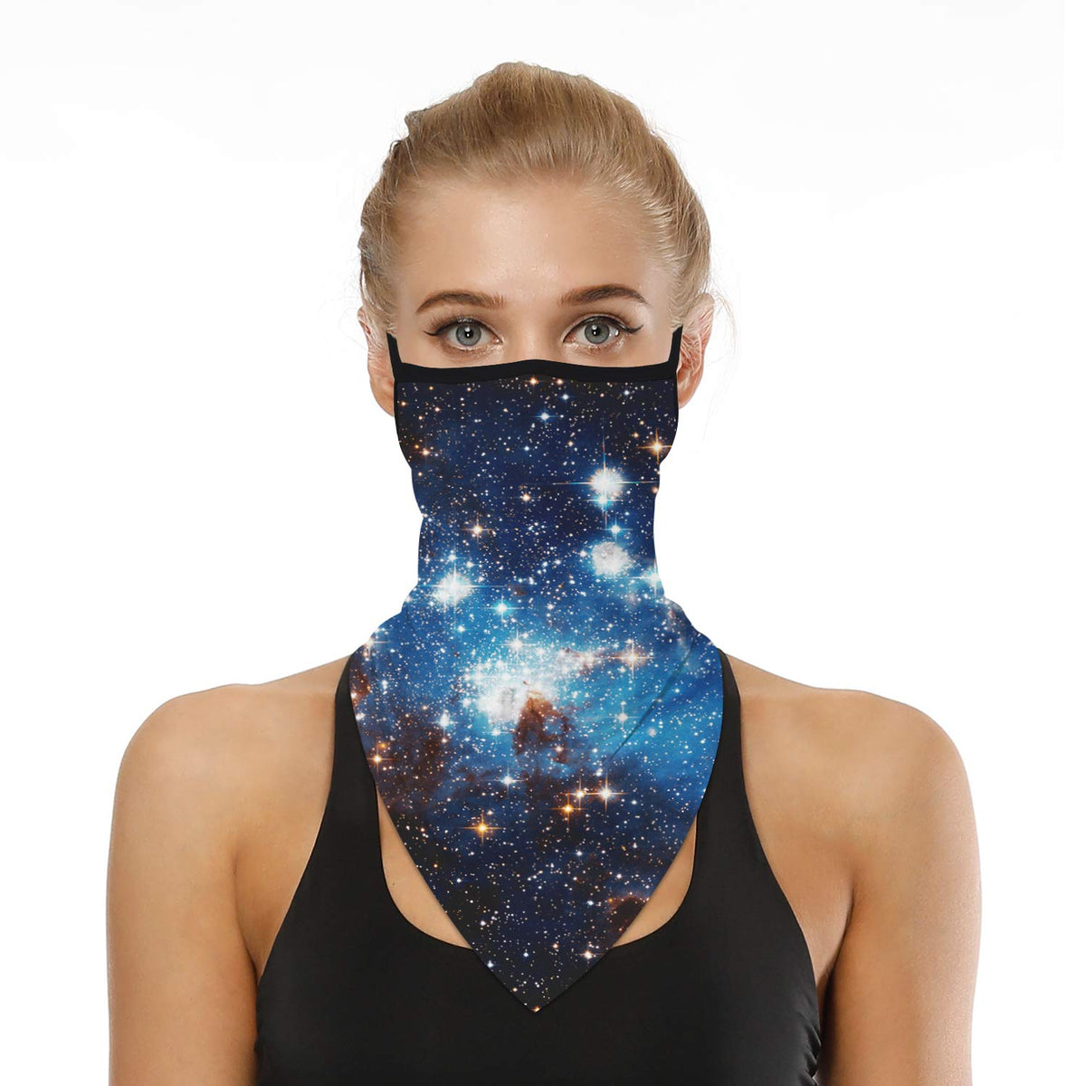 YAYOUREL Neck Gaiter Face Mask Bandanas for Men Women UV Face Scarf Cover Ear Loop Hole Facemask for Fishing Running Cycling