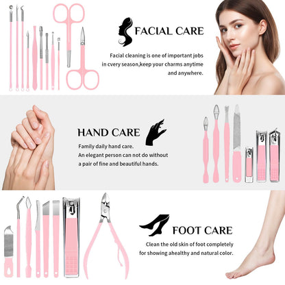 MINKINH Nail Clippers Set Manicure Pedicure Kit, 26-Piece Stainless Steel