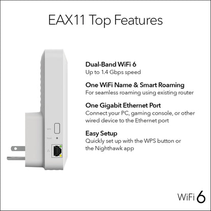 NETGEAR Nighthawk WiFi Extender EAX17, up to 1,500 sq ft, 3 Gbps