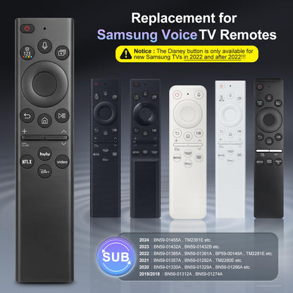 Replacement for Samsung TV Remote, for All 2018-2024 Samsung Remote Control for Smart TV with Voice Control. No Solarcell. 2-Year Warranty.