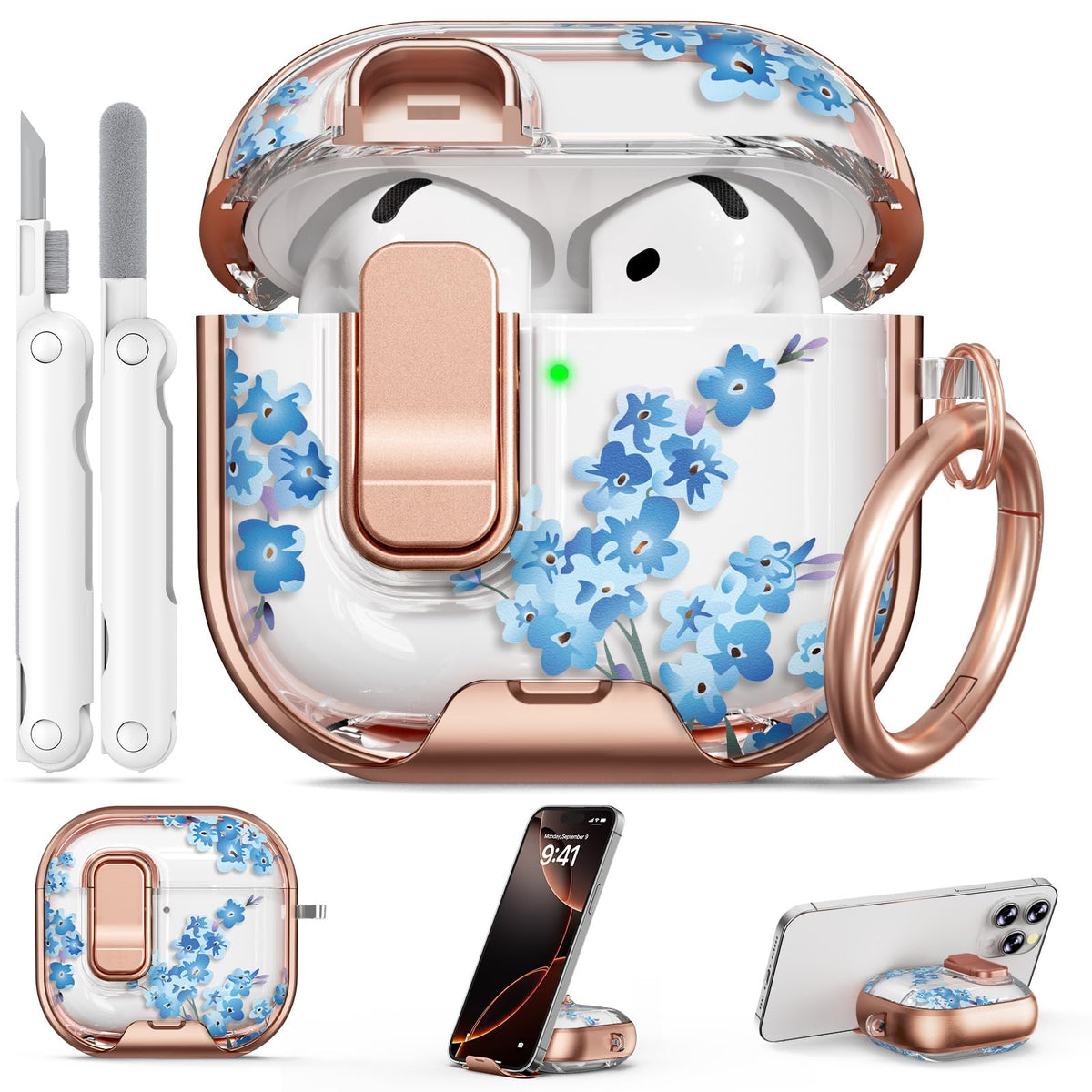 for AirPods Pro 2nd/1st Case (2023-2019)-Purple Bell Flower