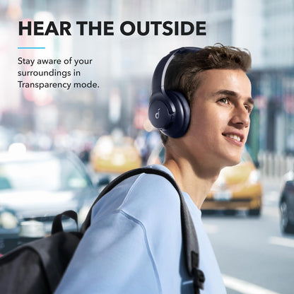 Soundcore by Anker Q20i Hybrid Active Noise Cancelling Headphones, Wireless Over-Ear Bluetooth, 40H Long ANC Playtime（White & Blue）