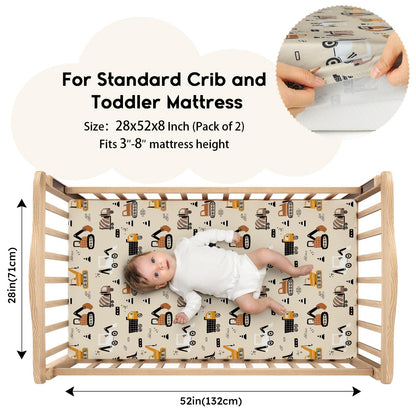 Yoofoss 2-Pack Baby Crib Sheets for Boys Girls 52x28 (Green+Leaf)