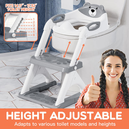 Potty Training Toilet for Toddlers, 2-in-1 Potty Training seat, Anti-Slip (Chocolate, Bear)