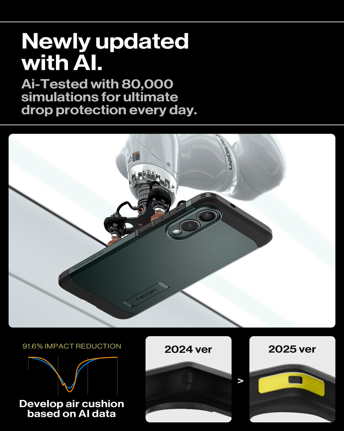 Spigen for Galaxy S26 Case, Tough Armor MagFit [Kickstand] [Compatible with MagSafe] [Military-Grade Protection] - Black