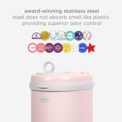 Ubbi Stainless Steel Diaper Pail, No Special Bags, Odor-Locking, White