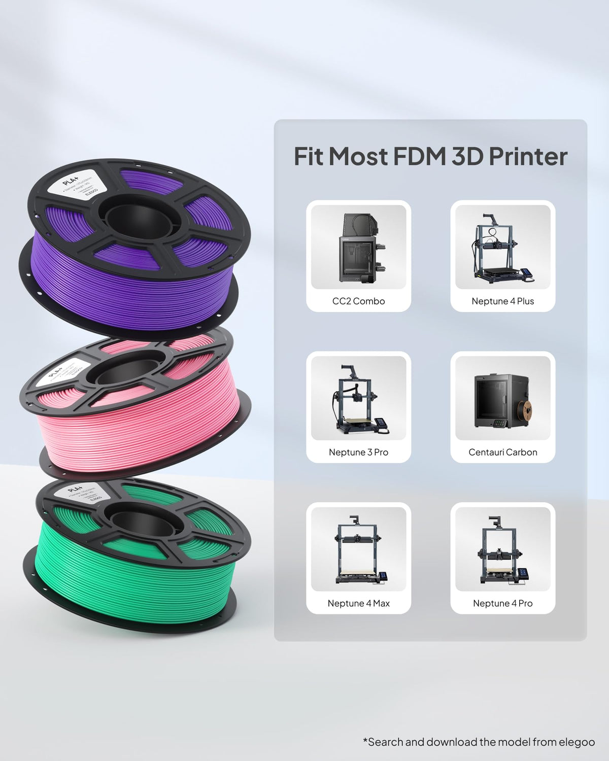ELEGOO PLA+ 3D Printer Filament 1.75mm White 1KG