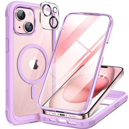 Miracase for iPhone 17e Case & iPhone 16e Case, Full-Body Phone with Built-in Glass Screen Protector, [Magnetic with MagSafe] Military Drop Proof 17 E/ 16 E Cover Bumper 6.1 inch, Black