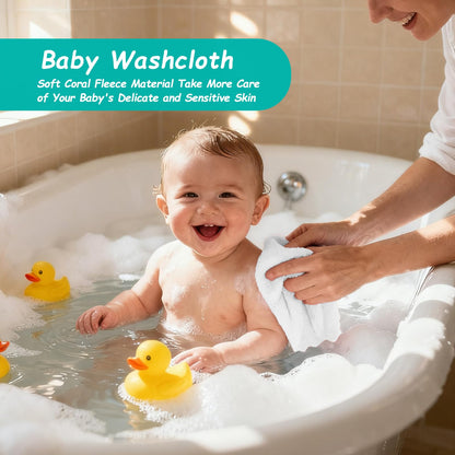 HOMEXCEL Baby Washcloths 24 Pack Microfiber Coral Fleece Soft Wash Cloths