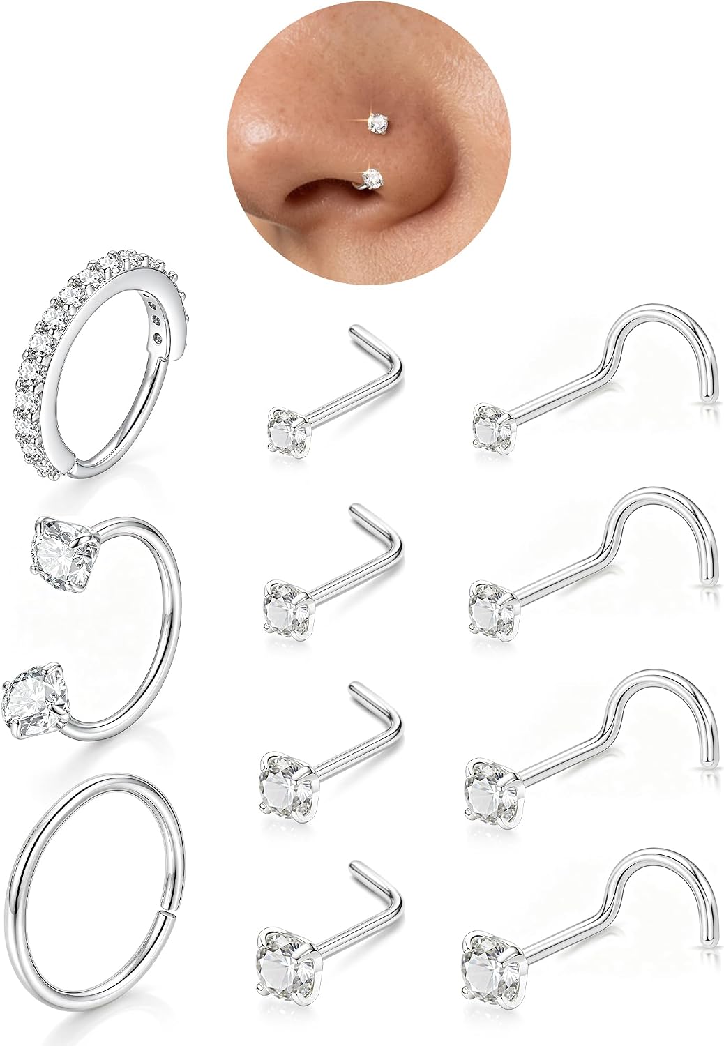 Horseshoe Nose Ring Studs Gold Silver Nose Piercing Jewelry for Women Men