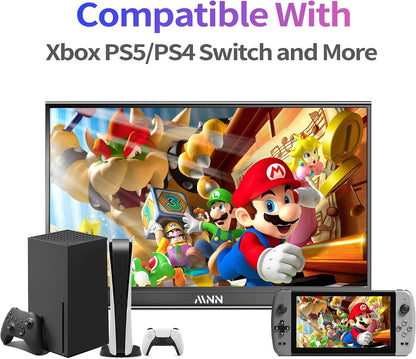 MNN 15.6" 4K Portable Monitor, UHD IPS, USB-C HDMI, with Smart Cover Stand