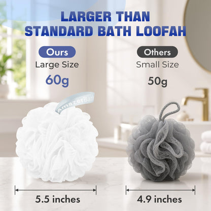 AmazerBath Loofah Sponge 75g/Piece, Exfoliating Bath Sponge Body Scrubber - Loofa Set of 4 Flower Color (Large, Green-Purple)