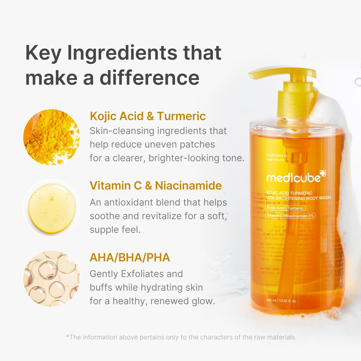 medicube Kojic Acid Turmeric Brightening Body Wash, 13.52 fl.oz