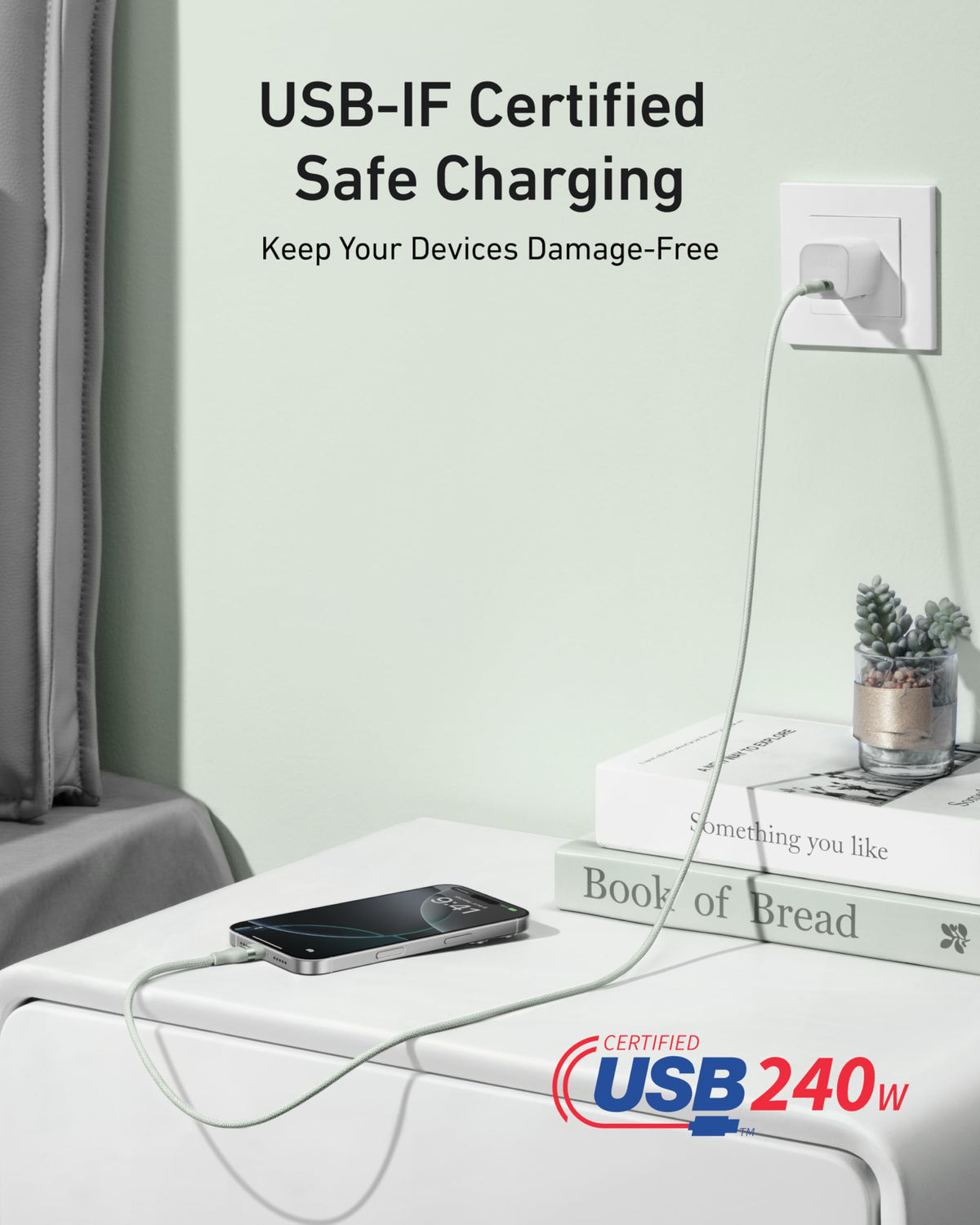 Anker Nano USB C to USB C Cable, 240W Fast Charging Cable (Black, 10ft)