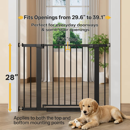InnoTruth 27-36.6 in Wide Baby Gate for Stairs and Doorways, Black