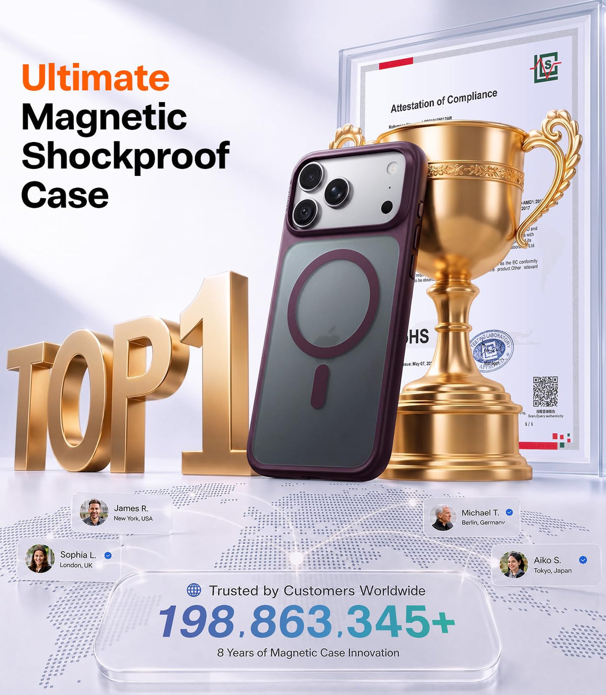 TORRAS Stronger Magnetic & Shockproof for iPhone 18 Pro Max Case Burgundy