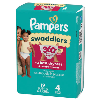 Pampers Diapers - Swaddlers 360° - Size 5, 116 Count, up to 100% Leakproof Comfy Dry Fit, Designed for Easy Changes, Pull On Baby Diaper