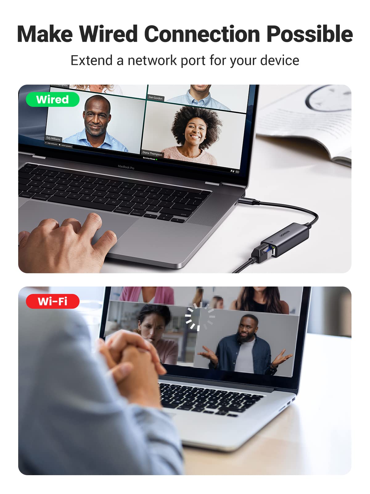 UGREEN USB C to Ethernet Adapter, Plug and Play 1Gbps Aluminum Adapter